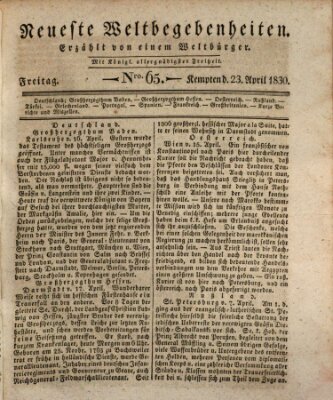 Neueste Weltbegebenheiten (Kemptner Zeitung) Freitag 23. April 1830