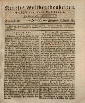 Neueste Weltbegebenheiten (Kemptner Zeitung) Samstag 24. April 1830