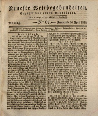 Neueste Weltbegebenheiten (Kemptner Zeitung) Montag 26. April 1830