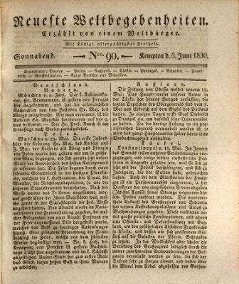 Neueste Weltbegebenheiten (Kemptner Zeitung) Samstag 5. Juni 1830