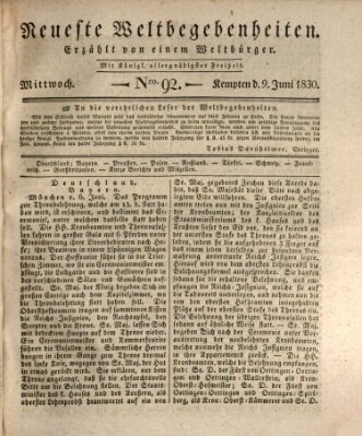 Neueste Weltbegebenheiten (Kemptner Zeitung) Mittwoch 9. Juni 1830