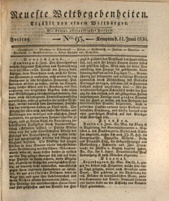 Neueste Weltbegebenheiten (Kemptner Zeitung) Freitag 11. Juni 1830