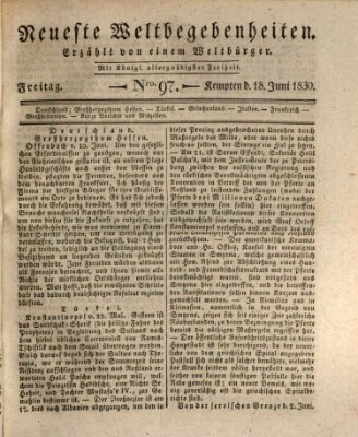 Neueste Weltbegebenheiten (Kemptner Zeitung) Freitag 18. Juni 1830