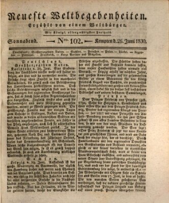 Neueste Weltbegebenheiten (Kemptner Zeitung) Samstag 26. Juni 1830