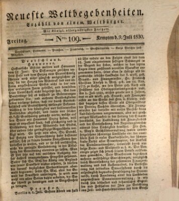 Neueste Weltbegebenheiten (Kemptner Zeitung) Freitag 9. Juli 1830