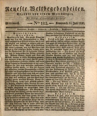 Neueste Weltbegebenheiten (Kemptner Zeitung) Mittwoch 14. Juli 1830