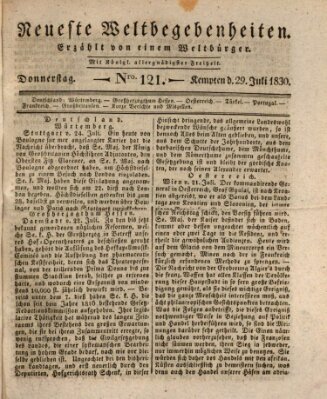 Neueste Weltbegebenheiten (Kemptner Zeitung) Donnerstag 29. Juli 1830