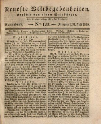 Neueste Weltbegebenheiten (Kemptner Zeitung) Samstag 31. Juli 1830