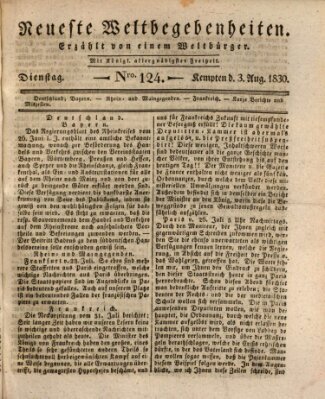 Neueste Weltbegebenheiten (Kemptner Zeitung) Dienstag 3. August 1830