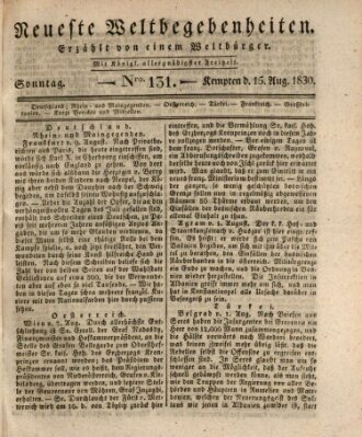 Neueste Weltbegebenheiten (Kemptner Zeitung) Sonntag 15. August 1830