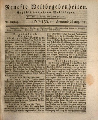 Neueste Weltbegebenheiten (Kemptner Zeitung) Dienstag 24. August 1830