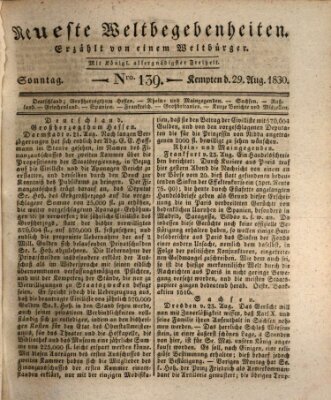 Neueste Weltbegebenheiten (Kemptner Zeitung) Sonntag 29. August 1830