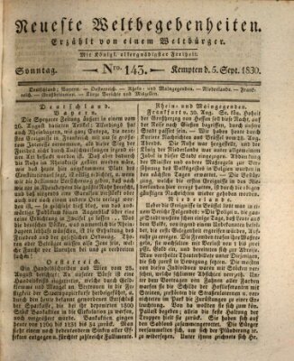 Neueste Weltbegebenheiten (Kemptner Zeitung) Sonntag 5. September 1830