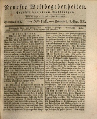 Neueste Weltbegebenheiten (Kemptner Zeitung) Samstag 11. September 1830