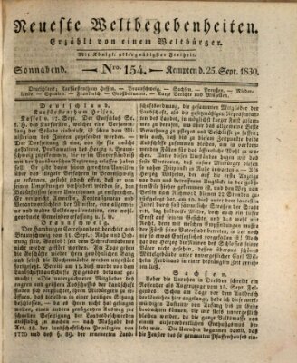 Neueste Weltbegebenheiten (Kemptner Zeitung) Samstag 25. September 1830