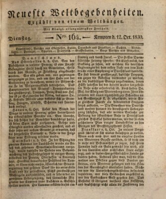 Neueste Weltbegebenheiten (Kemptner Zeitung) Dienstag 12. Oktober 1830