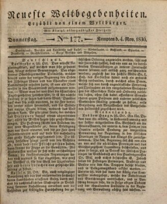 Neueste Weltbegebenheiten (Kemptner Zeitung) Donnerstag 4. November 1830