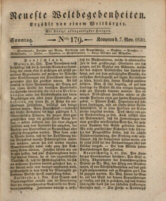 Neueste Weltbegebenheiten (Kemptner Zeitung) Sonntag 7. November 1830