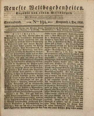 Neueste Weltbegebenheiten (Kemptner Zeitung) Samstag 4. Dezember 1830