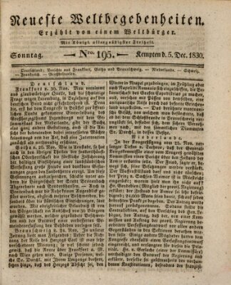 Neueste Weltbegebenheiten (Kemptner Zeitung) Sonntag 5. Dezember 1830