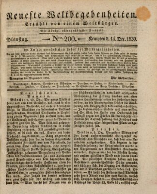 Neueste Weltbegebenheiten (Kemptner Zeitung) Dienstag 14. Dezember 1830