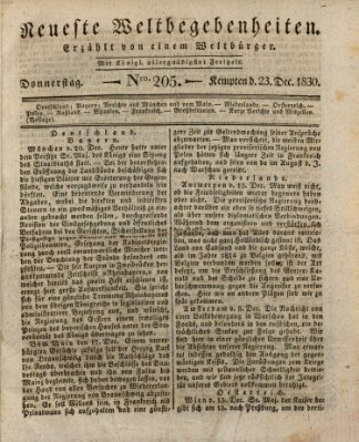 Neueste Weltbegebenheiten (Kemptner Zeitung) Donnerstag 23. Dezember 1830