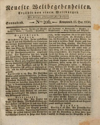 Neueste Weltbegebenheiten (Kemptner Zeitung) Samstag 25. Dezember 1830