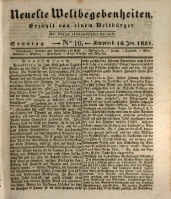 Neueste Weltbegebenheiten (Kemptner Zeitung) Sonntag 16. Januar 1831