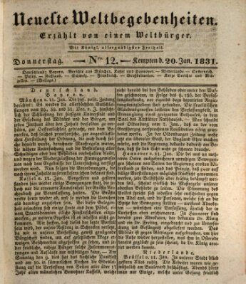 Neueste Weltbegebenheiten (Kemptner Zeitung) Donnerstag 20. Januar 1831