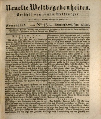 Neueste Weltbegebenheiten (Kemptner Zeitung) Samstag 22. Januar 1831