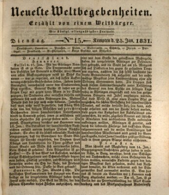 Neueste Weltbegebenheiten (Kemptner Zeitung) Dienstag 25. Januar 1831