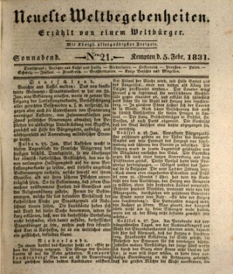 Neueste Weltbegebenheiten (Kemptner Zeitung) Samstag 5. Februar 1831