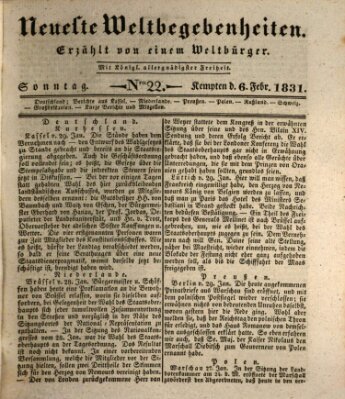 Neueste Weltbegebenheiten (Kemptner Zeitung) Sonntag 6. Februar 1831