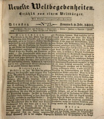 Neueste Weltbegebenheiten (Kemptner Zeitung) Mittwoch 9. Februar 1831