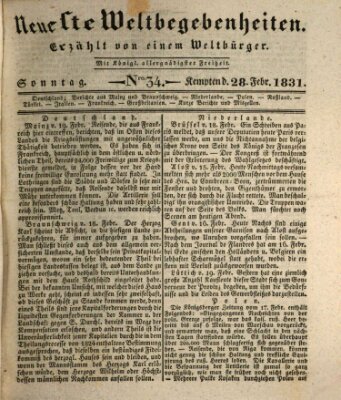 Neueste Weltbegebenheiten (Kemptner Zeitung) Montag 28. Februar 1831