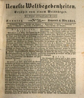 Neueste Weltbegebenheiten (Kemptner Zeitung) Sonntag 6. März 1831