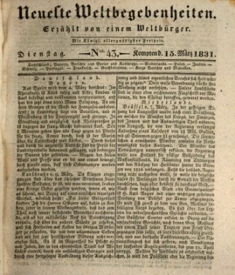 Neueste Weltbegebenheiten (Kemptner Zeitung) Dienstag 15. März 1831