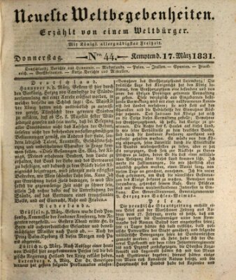 Neueste Weltbegebenheiten (Kemptner Zeitung) Donnerstag 17. März 1831