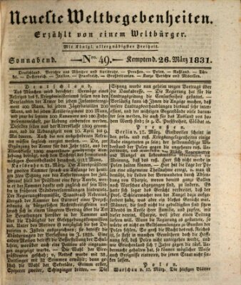 Neueste Weltbegebenheiten (Kemptner Zeitung) Samstag 26. März 1831