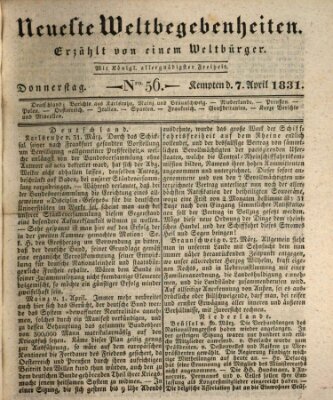 Neueste Weltbegebenheiten (Kemptner Zeitung) Donnerstag 7. April 1831