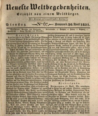 Neueste Weltbegebenheiten (Kemptner Zeitung) Dienstag 26. April 1831