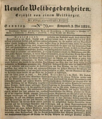 Neueste Weltbegebenheiten (Kemptner Zeitung) Sonntag 1. Mai 1831