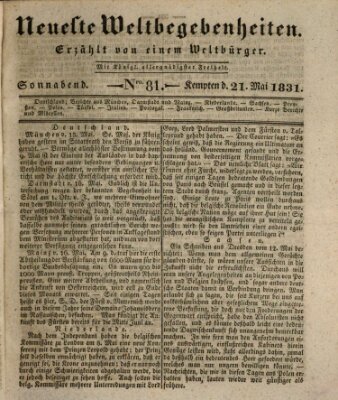 Neueste Weltbegebenheiten (Kemptner Zeitung) Samstag 21. Mai 1831