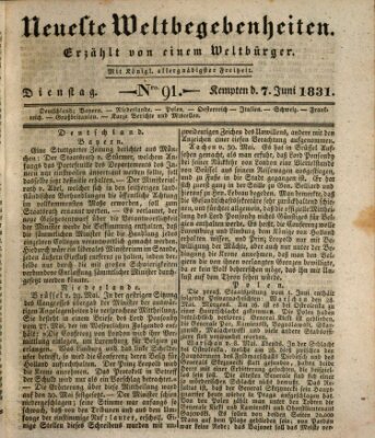 Neueste Weltbegebenheiten (Kemptner Zeitung) Dienstag 7. Juni 1831