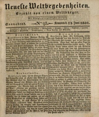 Neueste Weltbegebenheiten (Kemptner Zeitung) Samstag 11. Juni 1831