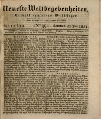 Neueste Weltbegebenheiten (Kemptner Zeitung) Dienstag 21. Juni 1831