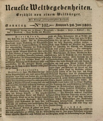 Neueste Weltbegebenheiten (Kemptner Zeitung) Sonntag 26. Juni 1831