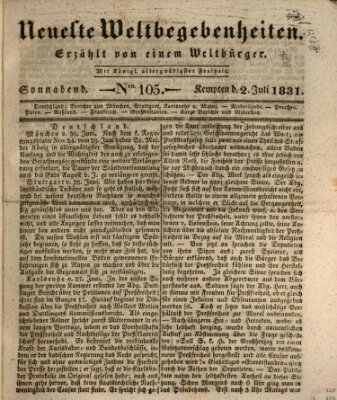 Neueste Weltbegebenheiten (Kemptner Zeitung) Samstag 2. Juli 1831