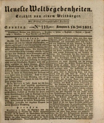 Neueste Weltbegebenheiten (Kemptner Zeitung) Sonntag 10. Juli 1831