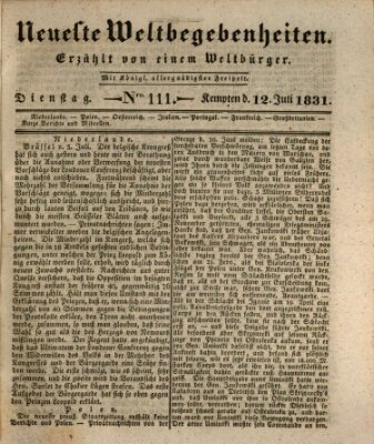 Neueste Weltbegebenheiten (Kemptner Zeitung) Dienstag 12. Juli 1831